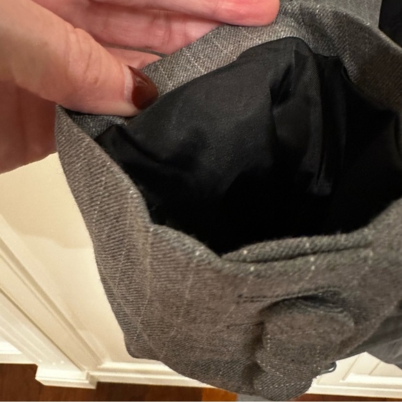 Avec Les Filles Women’s Grey Pinstriped Belted Blazer Jacket Suit Offixe Wear - Picture 4 of 13